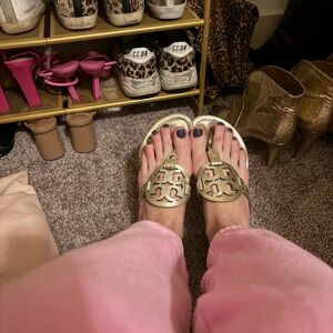 Tory Burch Gold Cutout Sandals